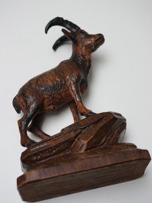 Swiss Black Forest Ibex Sculpture, 1920s, Wood-EA-1703971