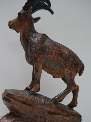 Swiss Black Forest Ibex Sculpture, 1920s, Wood-EA-1703971