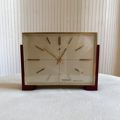 Swiss Brass Desk Clock from Sindaco Electronic Lic. Ato, 1960s-KND-1388621