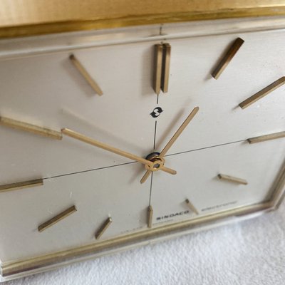 Swiss Brass Desk Clock from Sindaco Electronic Lic. Ato, 1960s-KND-1388621