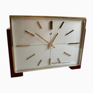 Swiss Brass Desk Clock from Sindaco Electronic Lic. Ato, 1960s-KND-1388621