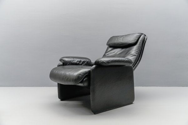 Swiss Buffalo Leather Lounge Chair and Ottoman from De Sede, 1970s, Set of 2-KQB-1737049