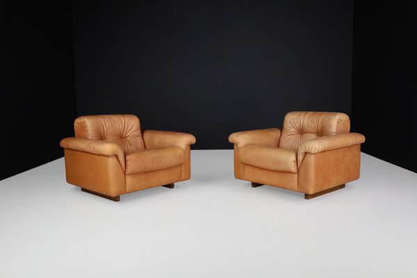 Swiss DS 45 Lounge Chairs in Patinated Leather from de Sede, 1970s, Set of 4-TRW-1797085