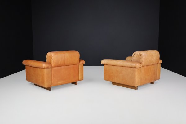 Swiss DS 45 Lounge Chairs in Patinated Leather from de Sede, 1970s, Set of 4-TRW-1797085