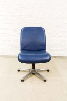 Swiss Executive Desk Chair in Ocean Blue Leather from Sitag, 1970s-IXC-1348245