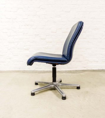 Swiss Executive Desk Chair in Ocean Blue Leather from Sitag, 1970s-IXC-1348245