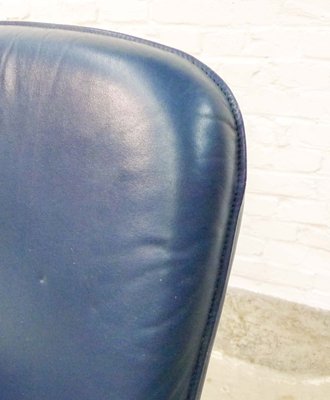 Swiss Executive Desk Chair in Ocean Blue Leather from Sitag, 1970s-IXC-1348245