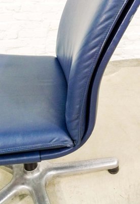 Swiss Executive Desk Chair in Ocean Blue Leather from Sitag, 1970s-IXC-1348245