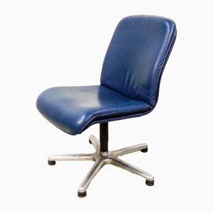 Swiss Executive Desk Chair in Ocean Blue Leather from Sitag, 1970s-IXC-1348245