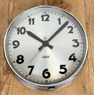 Swiss Industrial Wall Clock from Sterling, 1960s-CGF-1438751