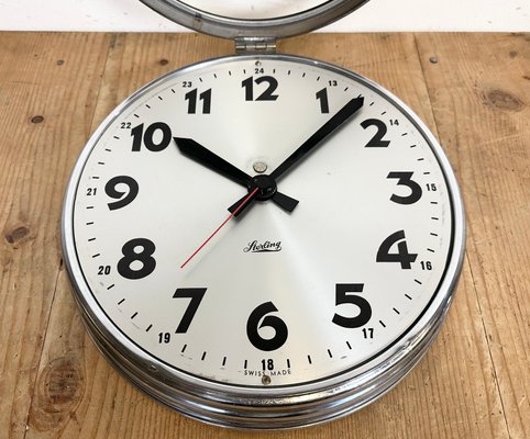 Swiss Industrial Wall Clock from Sterling, 1960s-CGF-1438751