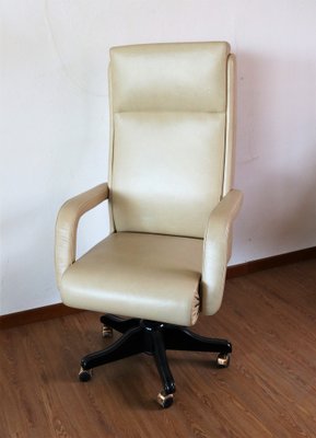 Swivel Armchair in Beige Leather-IYX-1317757