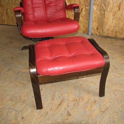 Swivel Armchair with Footrest from Göte Möbler, Sweden, 1970s, Set of 2-YGE-1320314