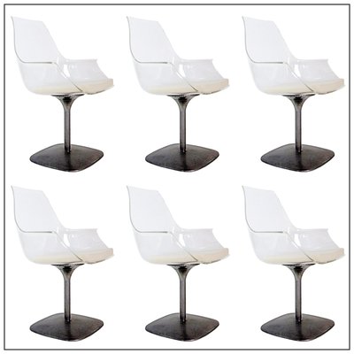 Swivel Chairs in Acrylic Glass and Cream Cushion, Set of 6-NYF-2019076