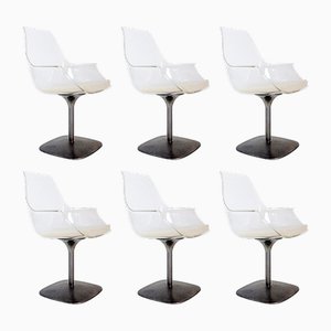 Swivel Chairs in Acrylic Glass and Cream Cushion, Set of 6-NYF-2019076