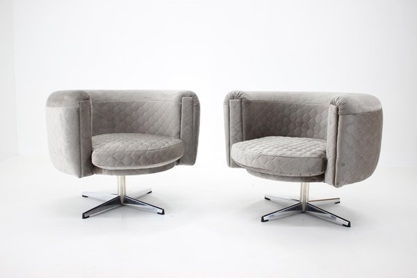 Swivel Club Chairs, Czechoslovakia, 1960s, Set of 2-TZ-1229430