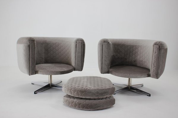 Swivel Club Chairs, Czechoslovakia, 1960s, Set of 2-TZ-1229430