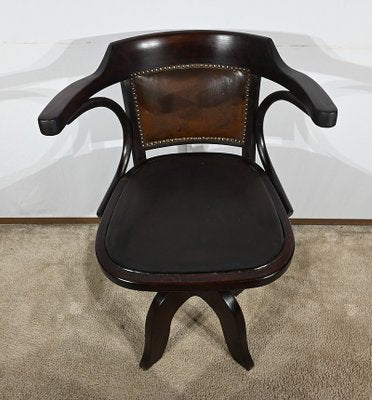 Swivel Desk Chair in Tinted Beech, 1940s-RVK-1798777