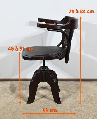 Swivel Desk Chair in Tinted Beech, 1940s-RVK-1798777