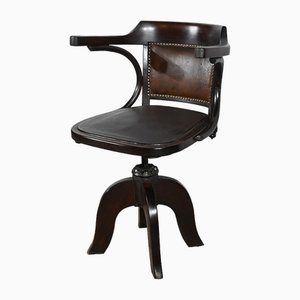 Swivel Desk Chair in Tinted Beech, 1940s-RVK-1798777