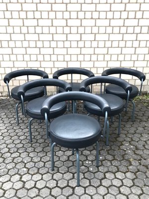 Swivel LC7 Armchairs by Le Corbusier, Charlotte Perriand & Pierre Jeanneret for Cassina, 1970s, Set of 6-WPT-659973