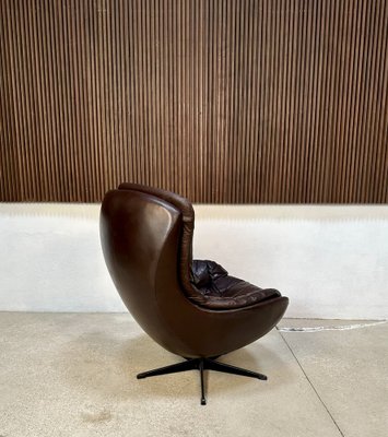 Swivel Leather Lounge Chair by Henry Walter Klein for Bramin, Denmark, 1960s-JP-1725402