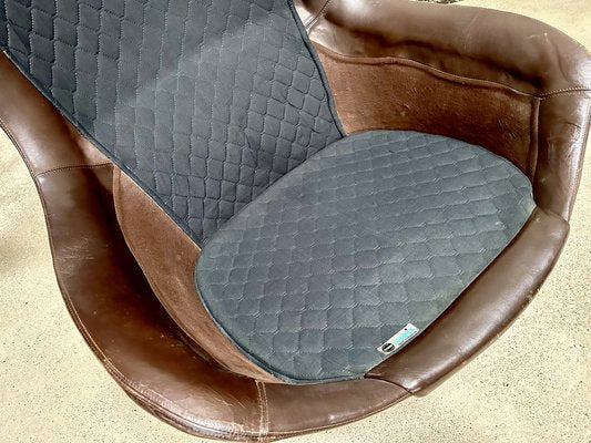 Swivel Leather Lounge Chair by Henry Walter Klein for Bramin, Denmark, 1960s-JP-1725402