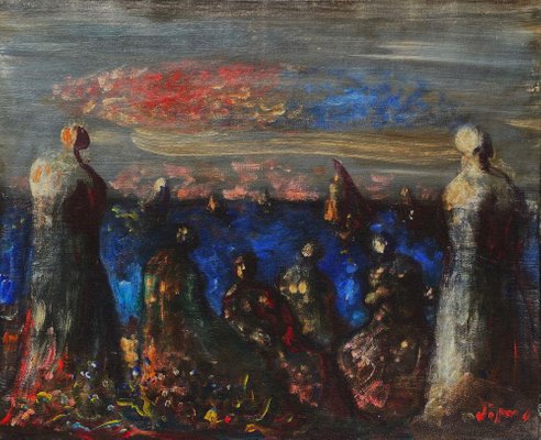 Sylvain Vigny, Women on the Beach, 1950, Oil on Canvas-FMZ-1381034