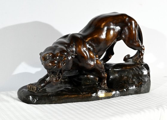 T.cartier, Tiger on the Prowl, Early 20th Century, Sculpture in Patinated Terracotta-RVK-1792478