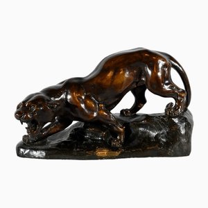 T.cartier, Tiger on the Prowl, Early 20th Century, Sculpture in Patinated Terracotta-RVK-1792478