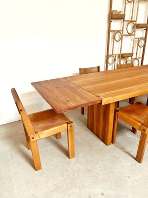 T14 Dining Table with Two Extensions by Pierre Chapo, 1960s-AT-1746381