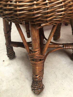 Table and 2 Wicker Stools 1960s, Set of 3-WQQ-929105