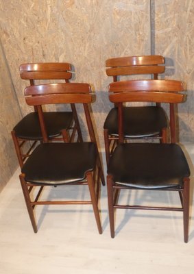 Table and 4 Rosewood Chairs, Italy, 1950s, Set of 5-ERB-1098463