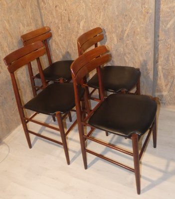 Table and 4 Rosewood Chairs, Italy, 1950s, Set of 5-ERB-1098463