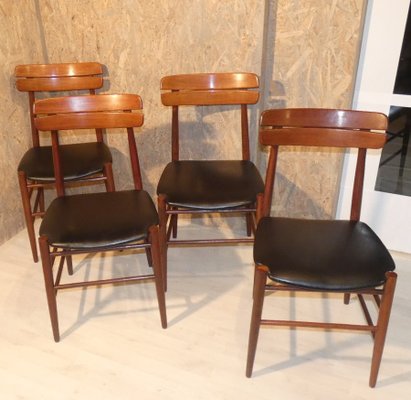 Table and 4 Rosewood Chairs, Italy, 1950s, Set of 5-ERB-1098463