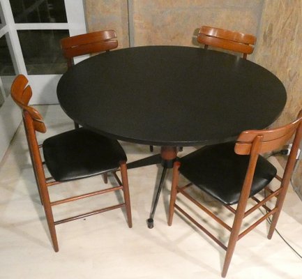 Table and 4 Rosewood Chairs, Italy, 1950s, Set of 5-ERB-1098463