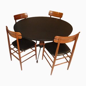 Table and 4 Rosewood Chairs, Italy, 1950s, Set of 5-ERB-1098463