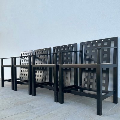 Table and Armchairs by Charles Rennie Mackintosh for Cassina, 1970s, Set of 5-MOH-1673604