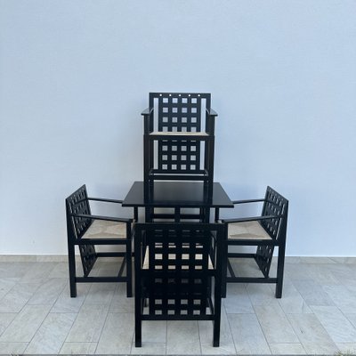 Table and Armchairs by Charles Rennie Mackintosh for Cassina, 1970s, Set of 5-MOH-1673604