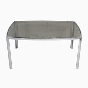 Table in Chromed Metal with Curved Smoked Glass Slab Top, France, 1970s-MAO-1009331