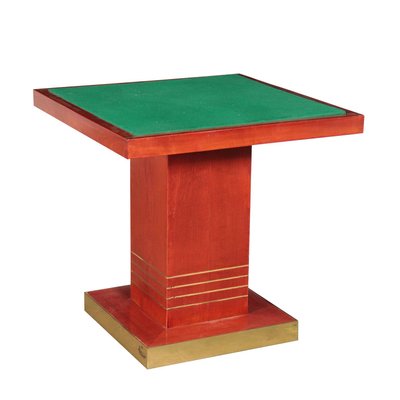 Table in Stained Wood, Brass and Cloth, 1980s-VMM-848879