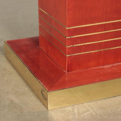 Table in Stained Wood, Brass and Cloth, 1980s-VMM-848879