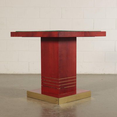 Table in Stained Wood, Brass and Cloth, 1980s-VMM-848879