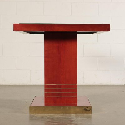 Table in Stained Wood, Brass and Cloth, 1980s-VMM-848879