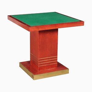 Table in Stained Wood, Brass and Cloth, 1980s-VMM-848879