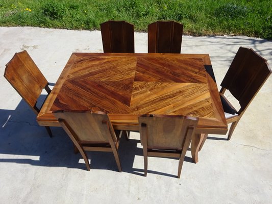 Table in Walnut and Herringbone Veneer, 1950s-ABK-2040214