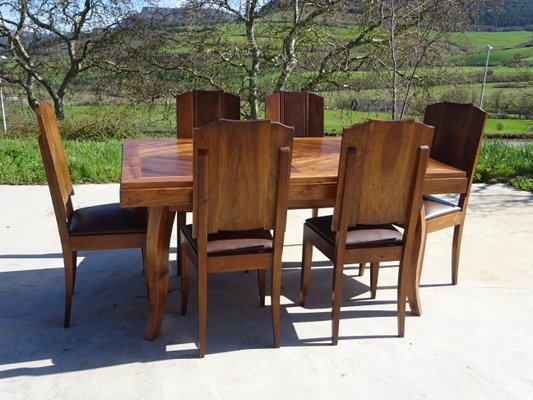 Table in Walnut and Herringbone Veneer, 1950s-ABK-2040214