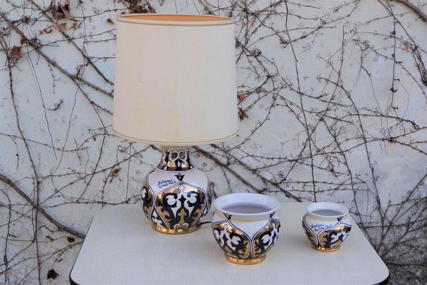 Table Lamp and Vases from Battignani, 1970s, Set of 3-KNM-847399