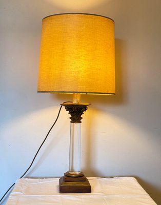 Table Lamp in Acrylic Glass and Wood, 1970s-NPC-1325790