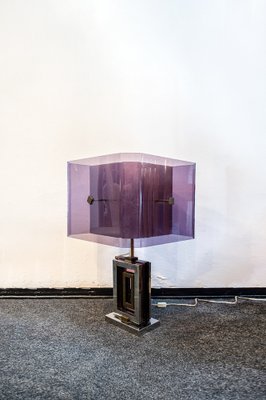 Table Lamp in Brass & Acrylic Glass by Romeo Rega, 1970s-VCV-1799285